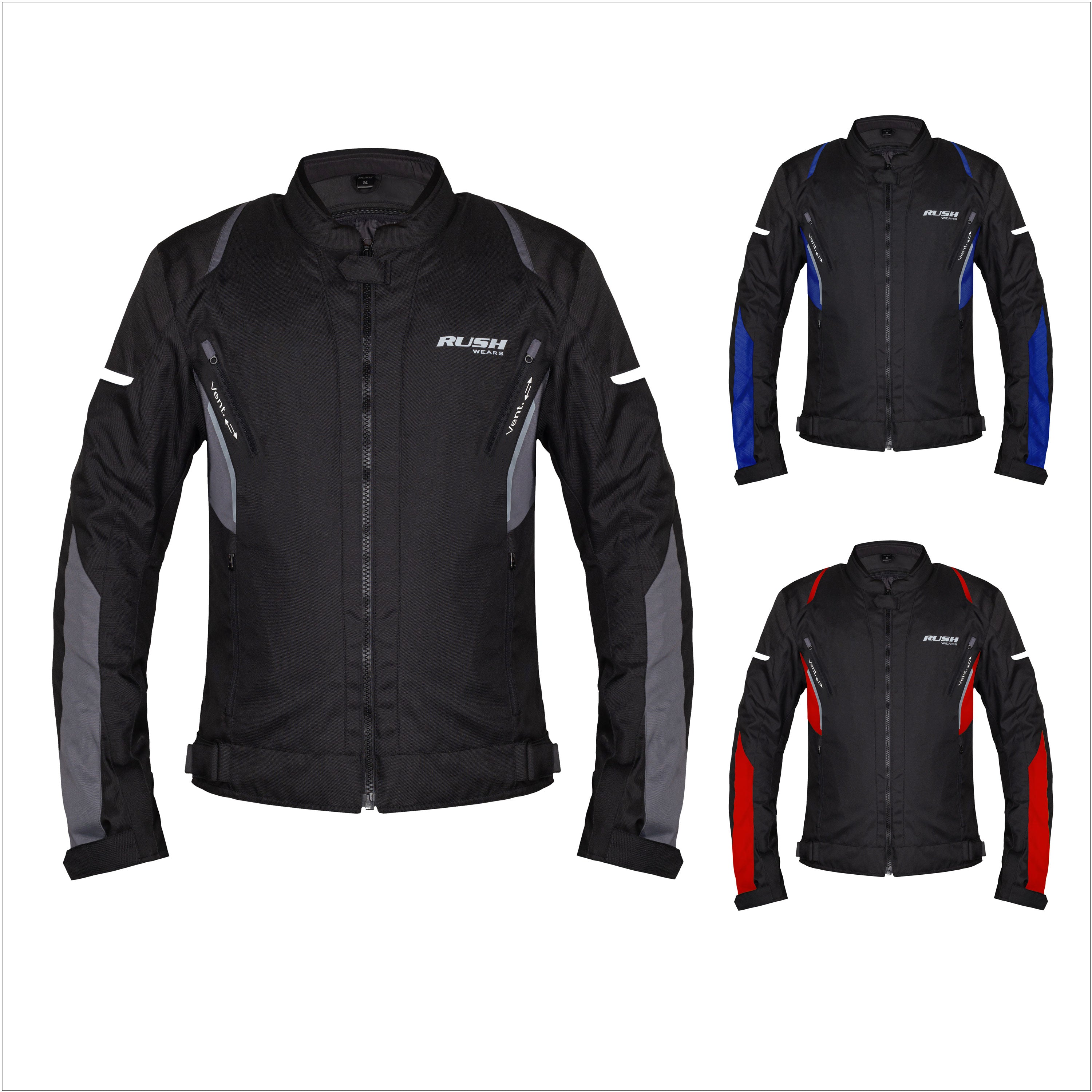 RUSH WEARS Men’s Motorcycle Riding Jacket – All-Season Waterproof Biker Jacket with CE Certified Armor for Ultimate Protection and Comfort– Available in Three Colors.