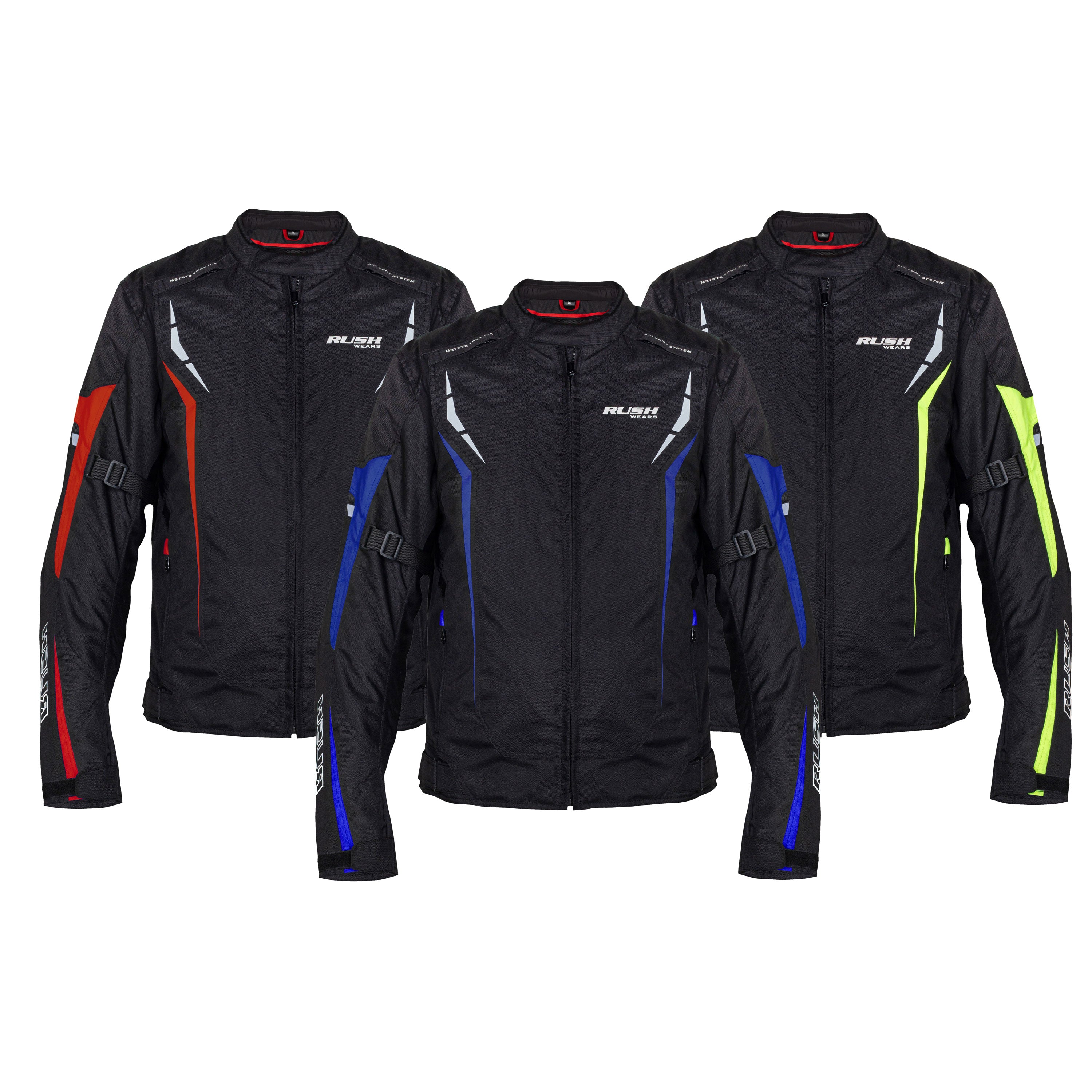 RUSH WEARS Men’s All-Season Premium Quality Waterproof Motorbike Jacket – Available in Three Colors