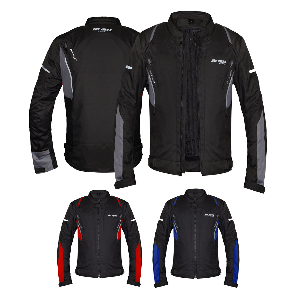 RUSH WEARS Men’s Motorcycle Riding Jacket – All-Season Waterproof Biker Jacket with CE Certified Armor for Ultimate Protection and Comfort– Available in Three Colors.