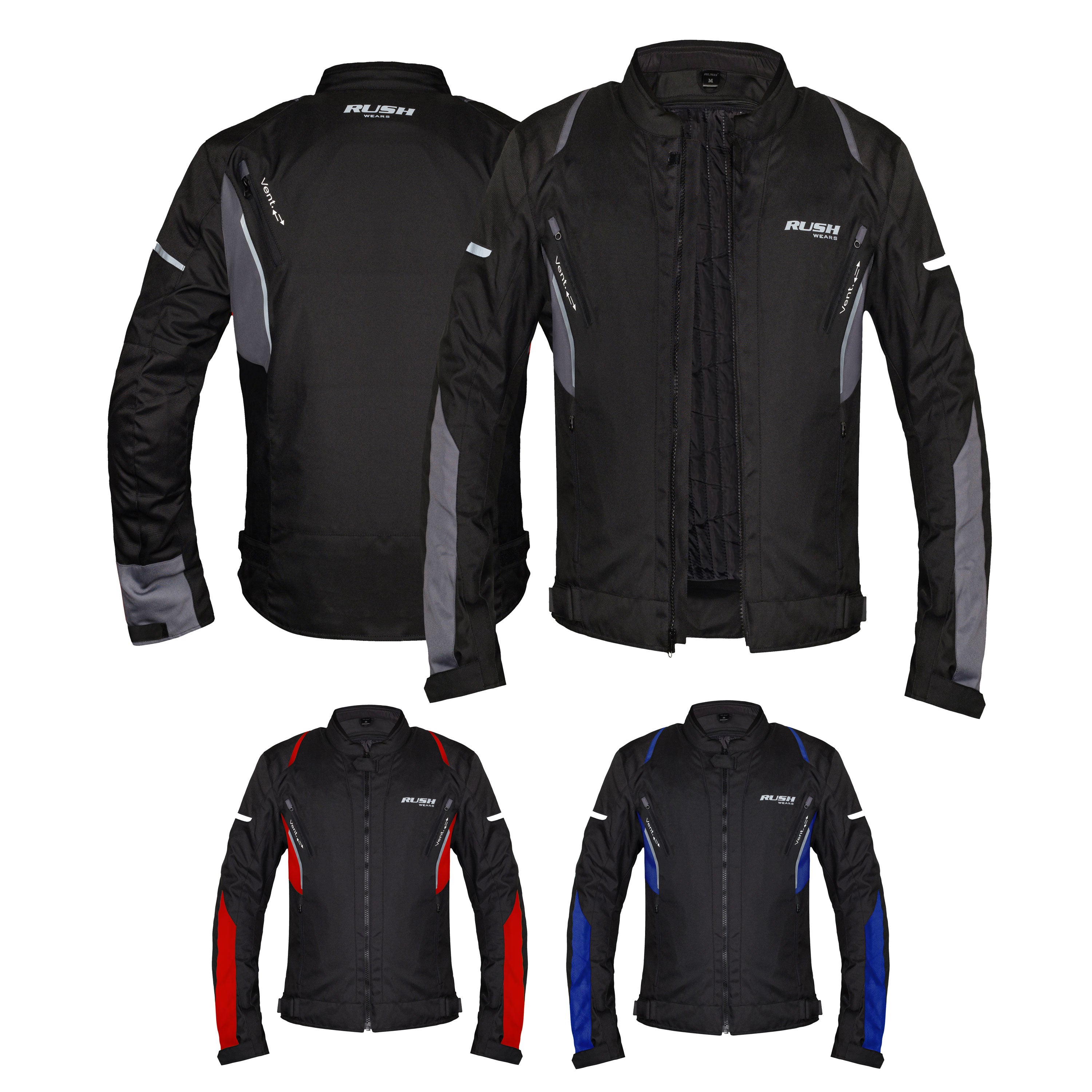 RUSH WEARS Men’s Motorcycle Riding Jacket – All-Season Waterproof Biker Jacket with CE Certified Armor for Ultimate Protection and Comfort– Available in Three Colors.