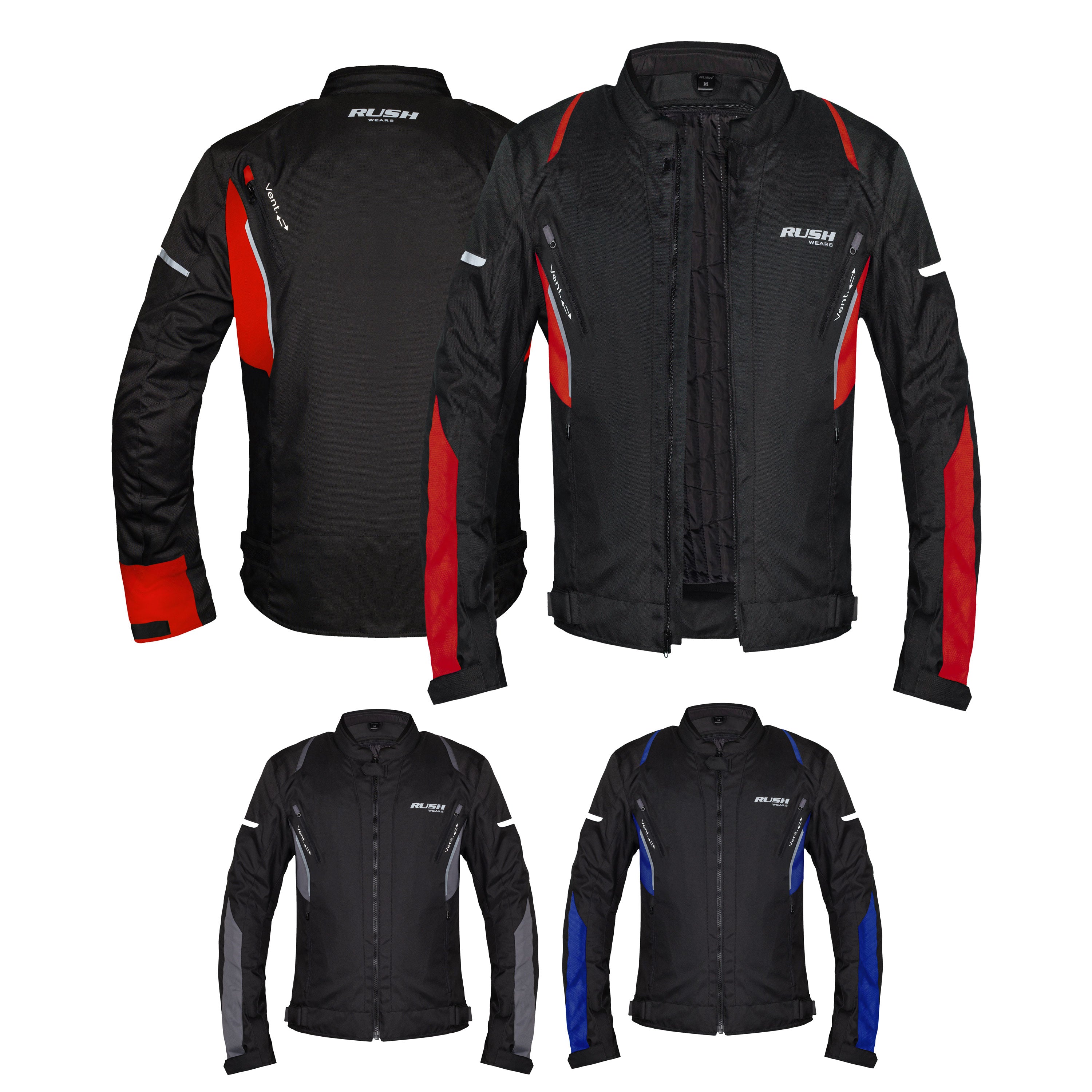 RUSH WEARS Men’s Motorcycle Riding Jacket – All-Season Waterproof Biker Jacket with CE Certified Armor for Ultimate Protection and Comfort– Available in Three Colors.