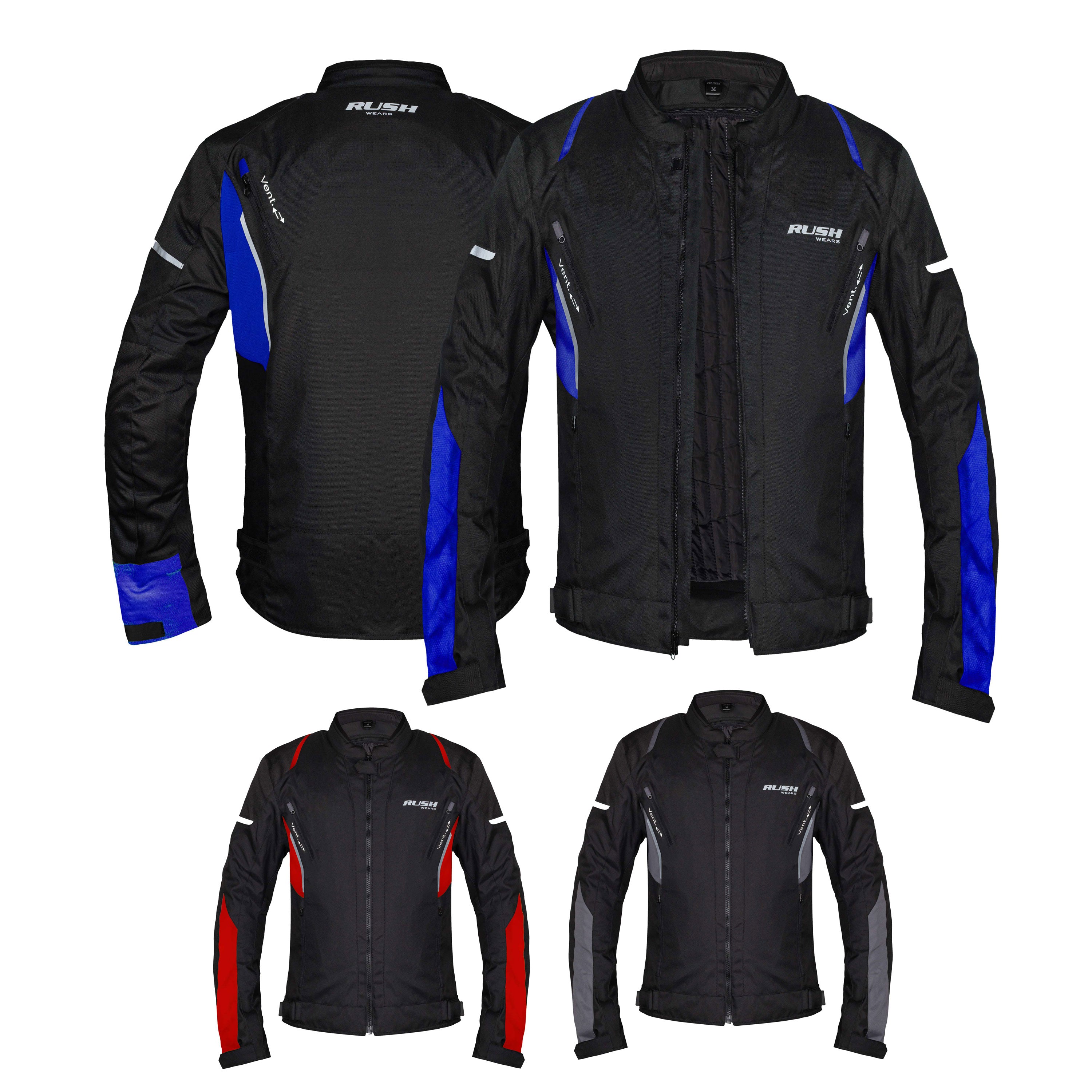 RUSH WEARS Men’s Motorcycle Riding Jacket – All-Season Waterproof Biker Jacket with CE Certified Armor for Ultimate Protection and Comfort– Available in Three Colors.