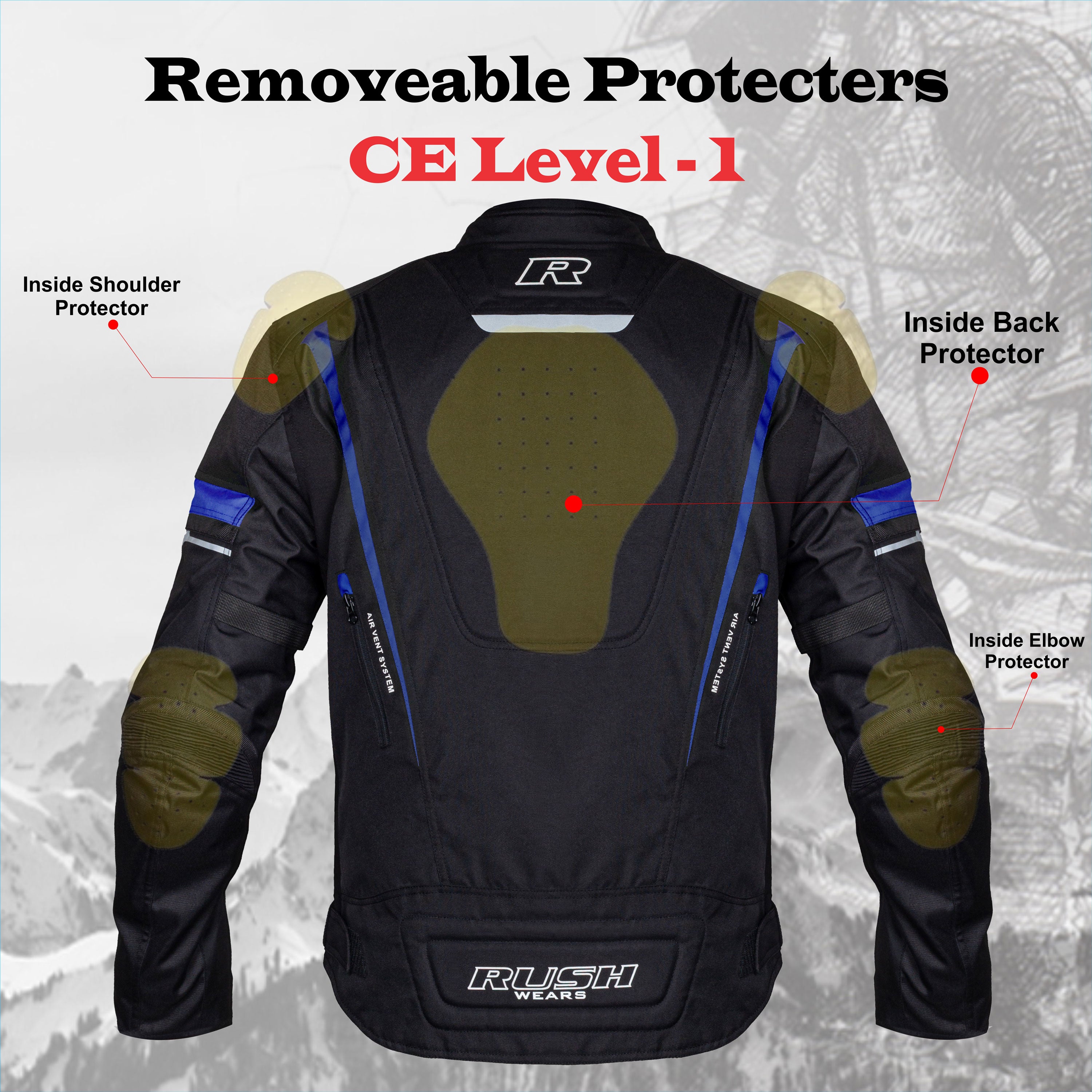 RUSH WEARS Men’s All-Season Premium Quality Waterproof Motorbike Jacket – Available in Three Colors