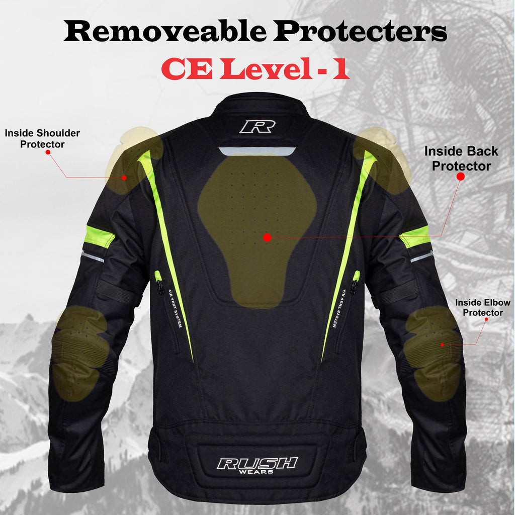 RUSH WEARS Men’s All-Season Premium Quality Waterproof Motorbike Jacket – Available in Three Colors