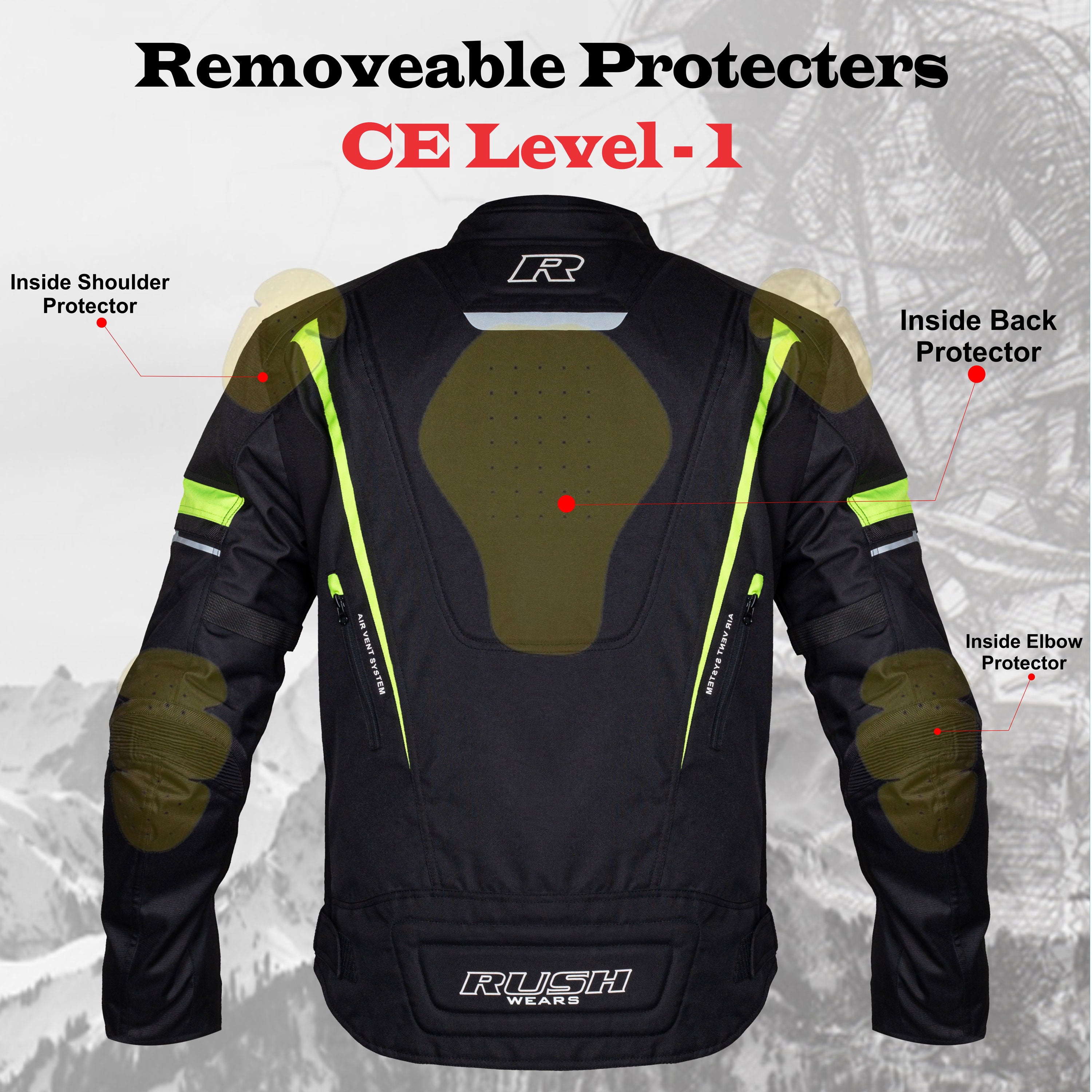 RUSH WEARS Men’s All-Season Premium Quality Waterproof Motorbike Jacket – Available in Three Colors