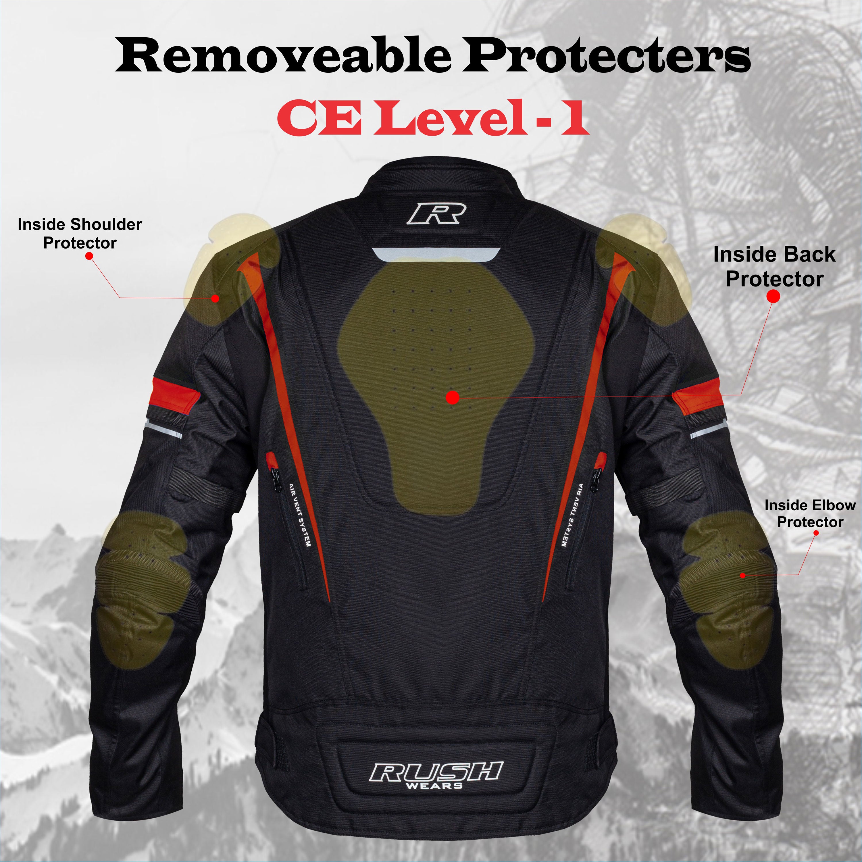 RUSH WEARS Men’s All-Season Premium Quality Waterproof Motorbike Jacket – Available in Three Colors