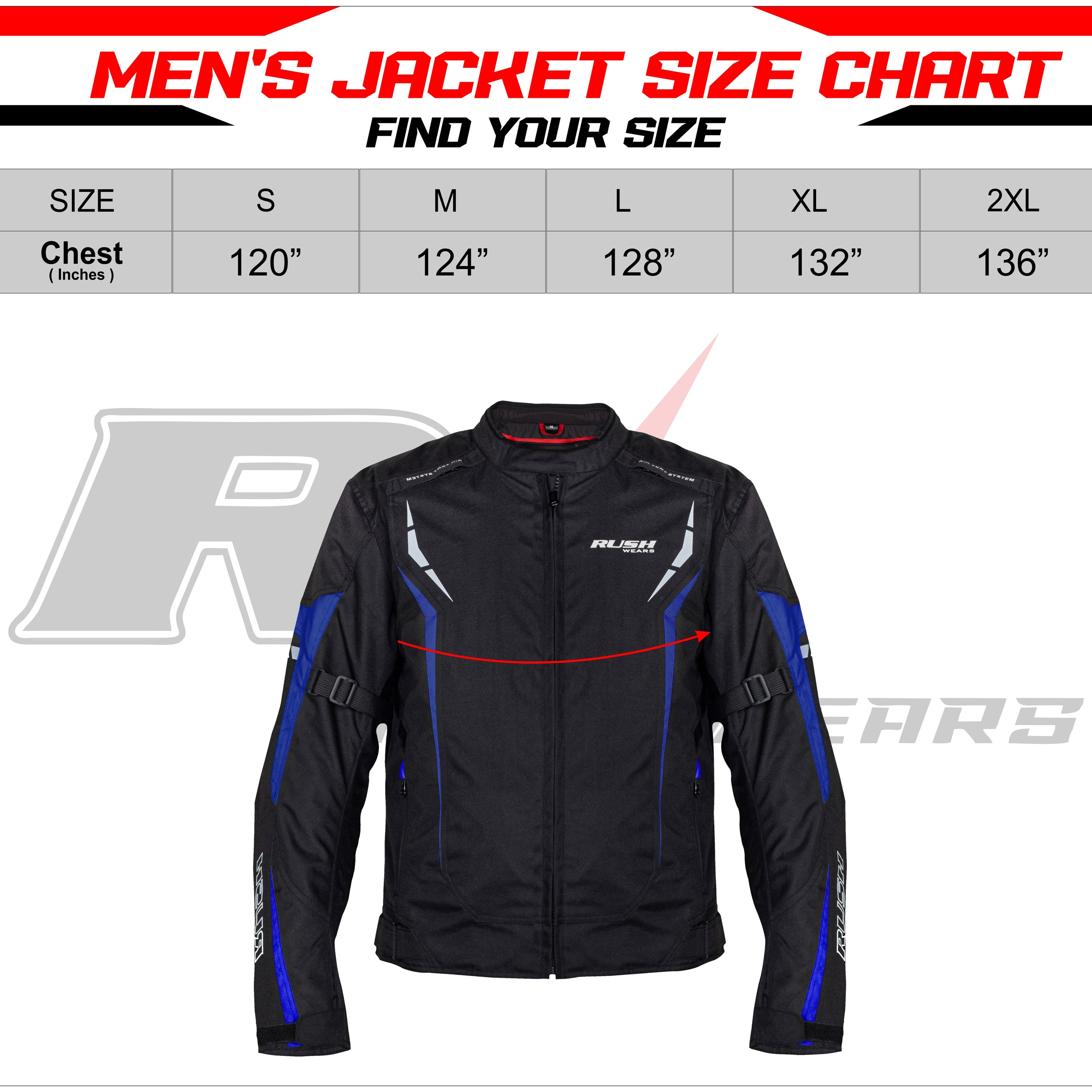 RUSH WEARS Men’s All-Season Premium Quality Waterproof Motorbike Jacket – Available in Three Colors
