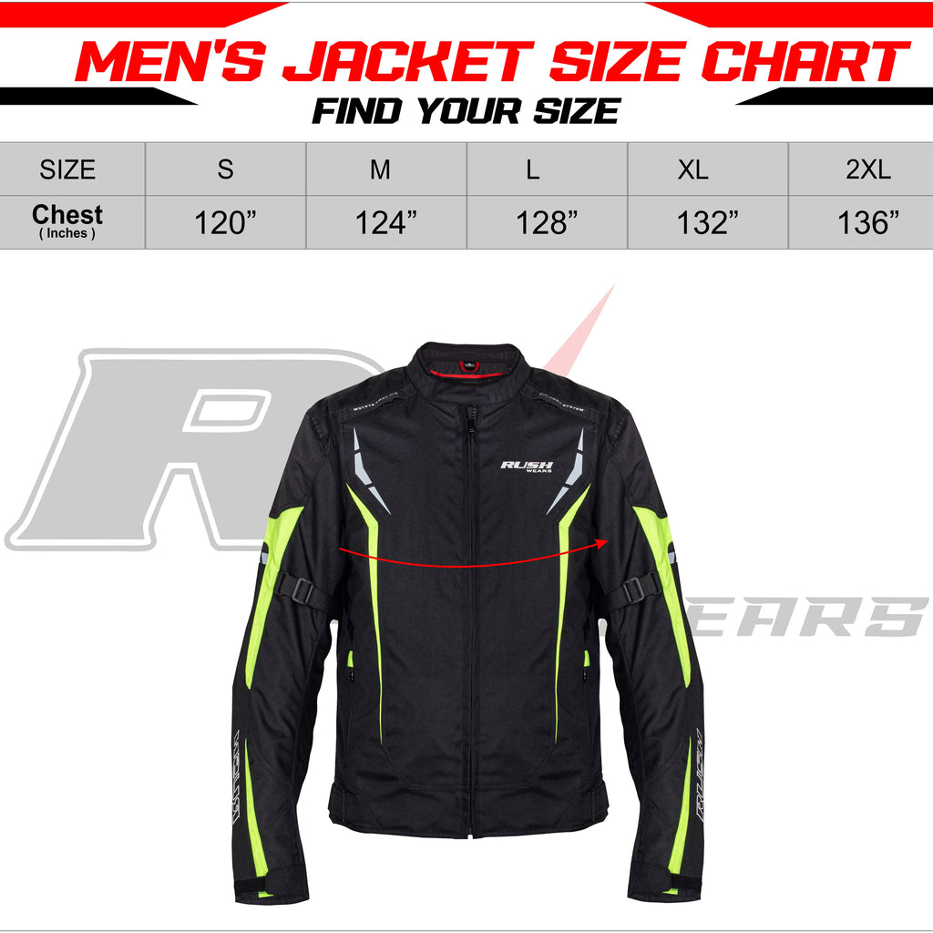 RUSH WEARS Men’s All-Season Premium Quality Waterproof Motorbike Jacket – Available in Three Colors