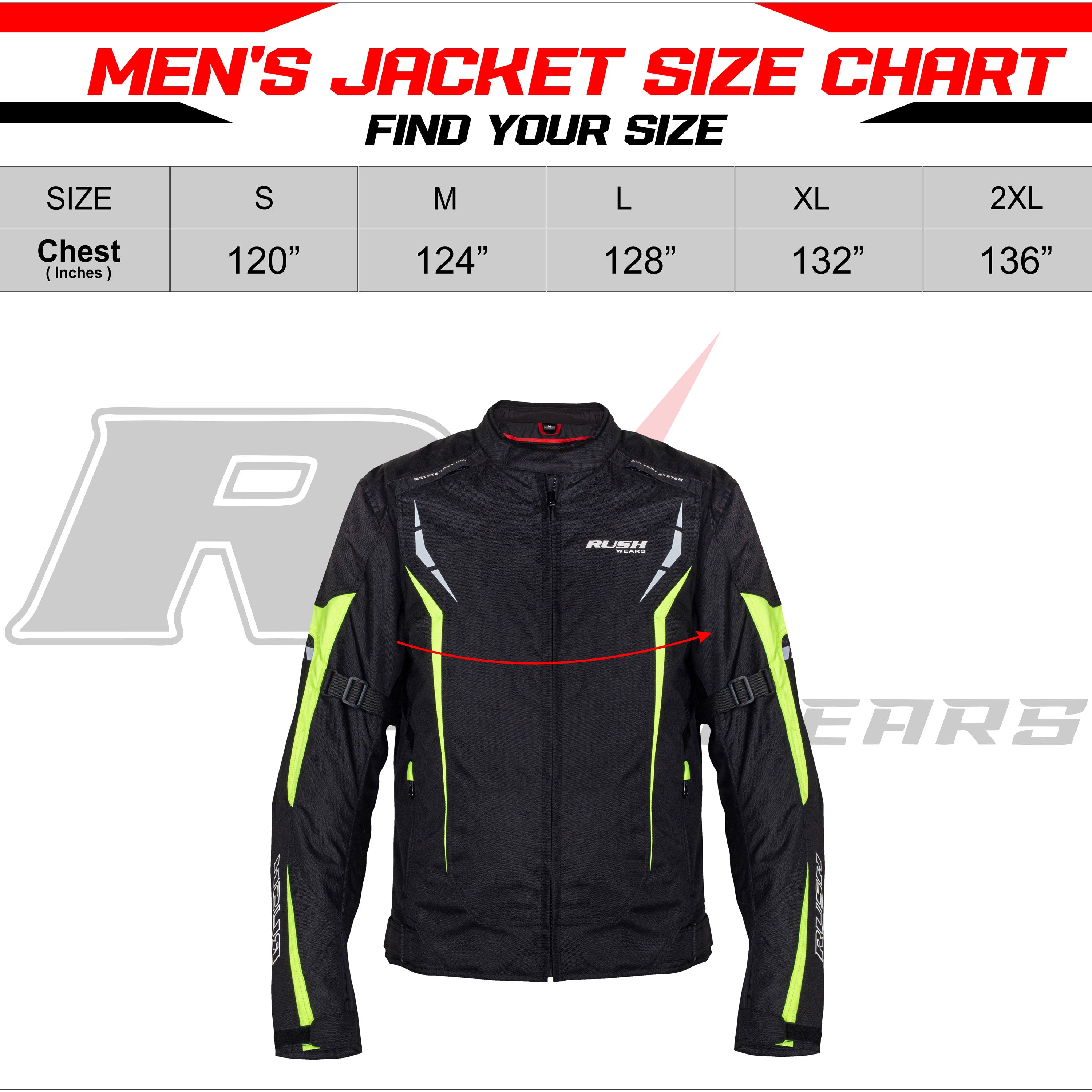 RUSH WEARS Men’s All-Season Premium Quality Waterproof Motorbike Jacket – Available in Three Colors