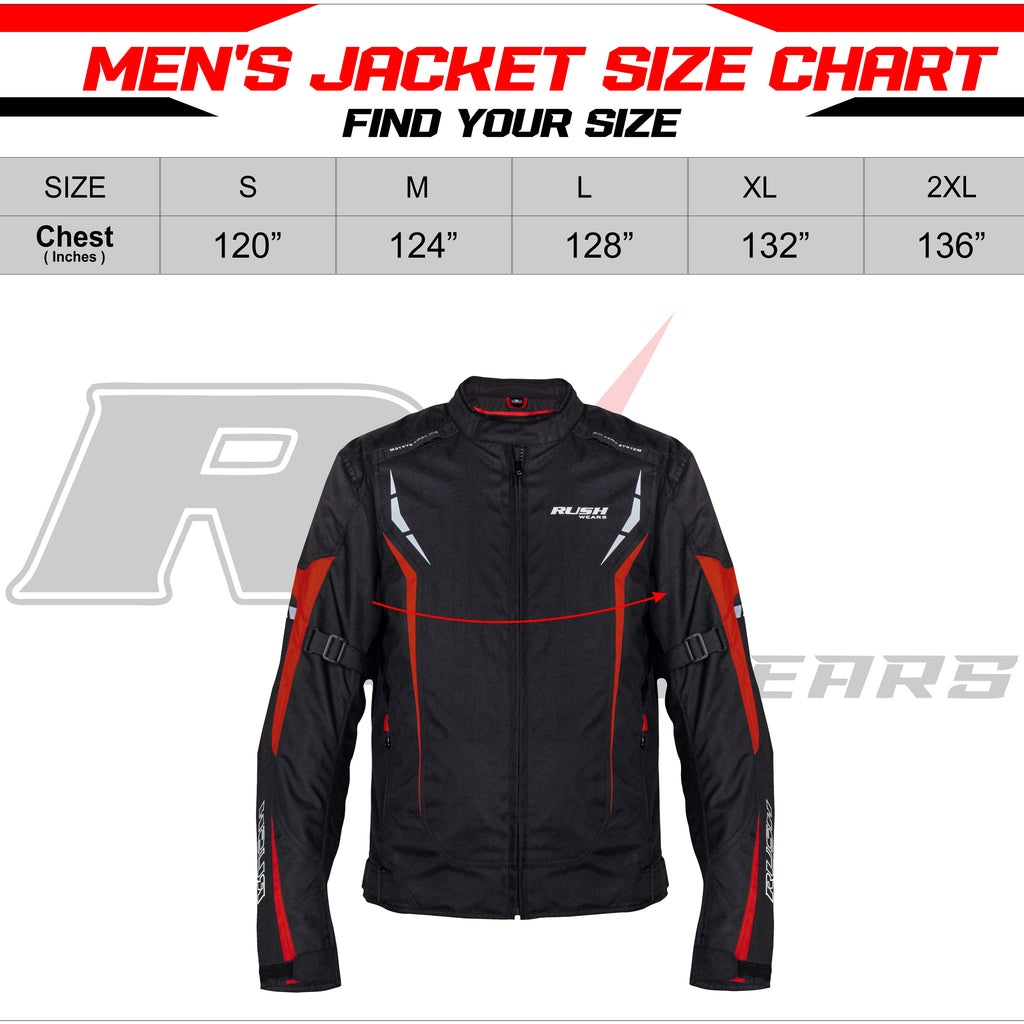 RUSH WEARS Men’s All-Season Premium Quality Waterproof Motorbike Jacket – Available in Three Colors