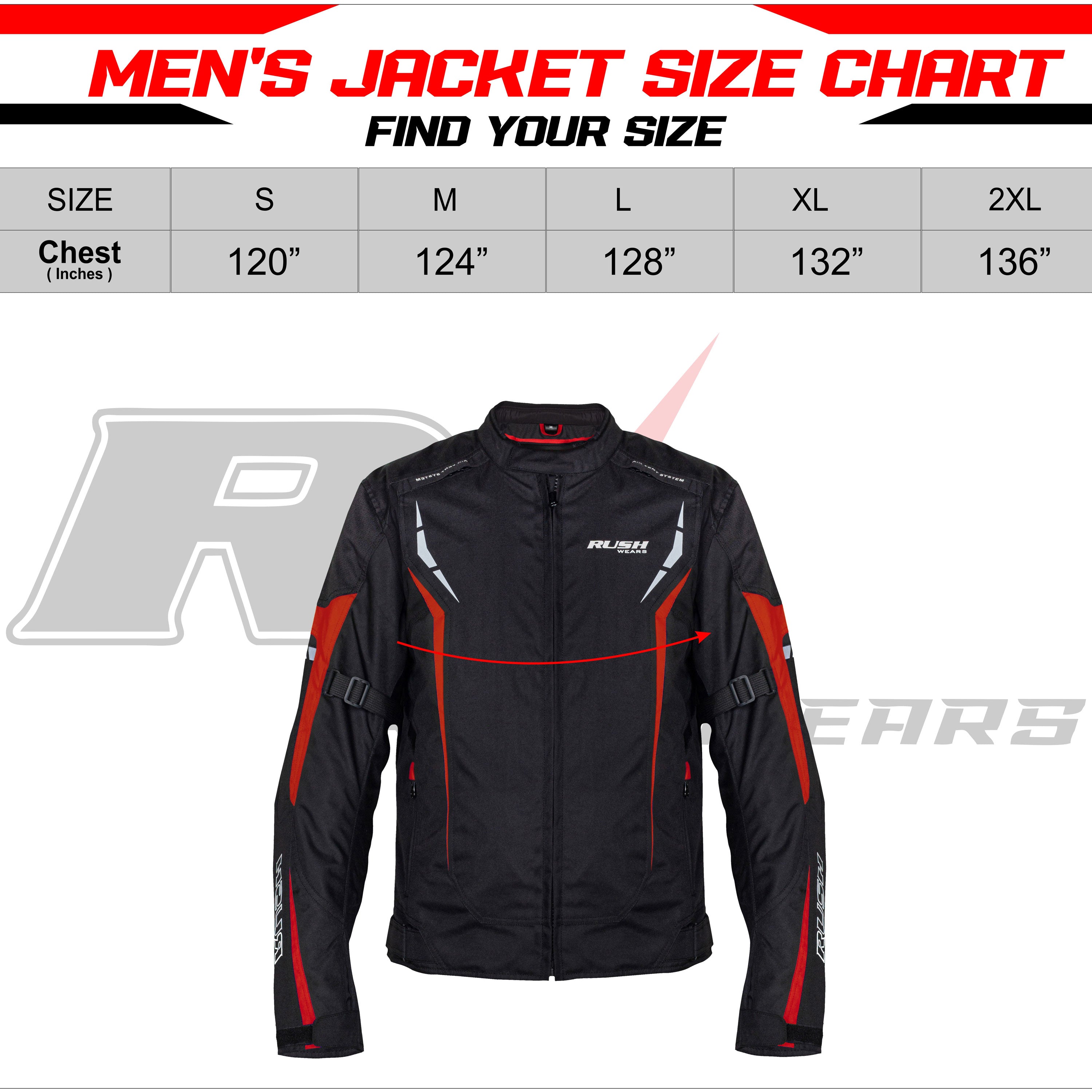 RUSH WEARS Men’s All-Season Premium Quality Waterproof Motorbike Jacket – Available in Three Colors