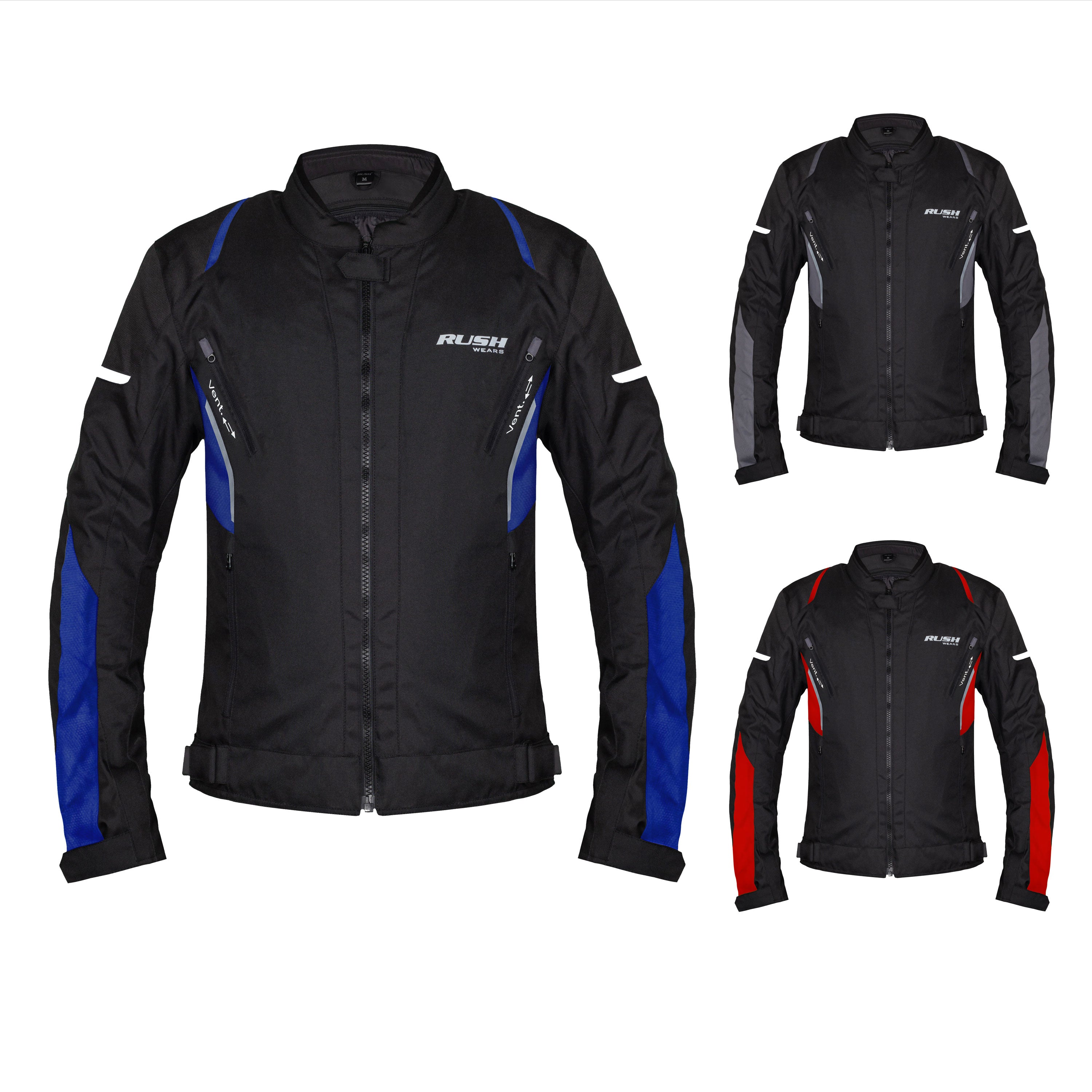 RUSH WEARS Men’s Motorcycle Riding Jacket – All-Season Waterproof Biker Jacket with CE Certified Armor for Ultimate Protection and Comfort– Available in Three Colors.